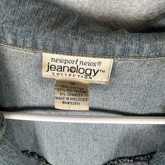 Newport News Jeanology Jeans Jacket Coat Denim Faded Women 1980s Vintage Sz 16 - Picture 2 of 10